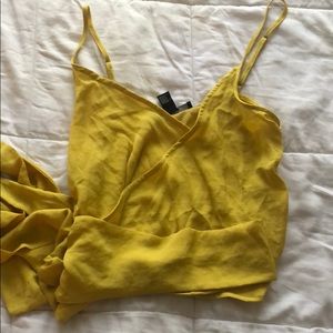 Yellow crossbody crop top